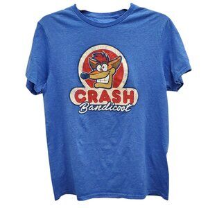 Crash Bandicoot Blue Retro Video Game Distressed Graphic Tee Adult Unisex Size M